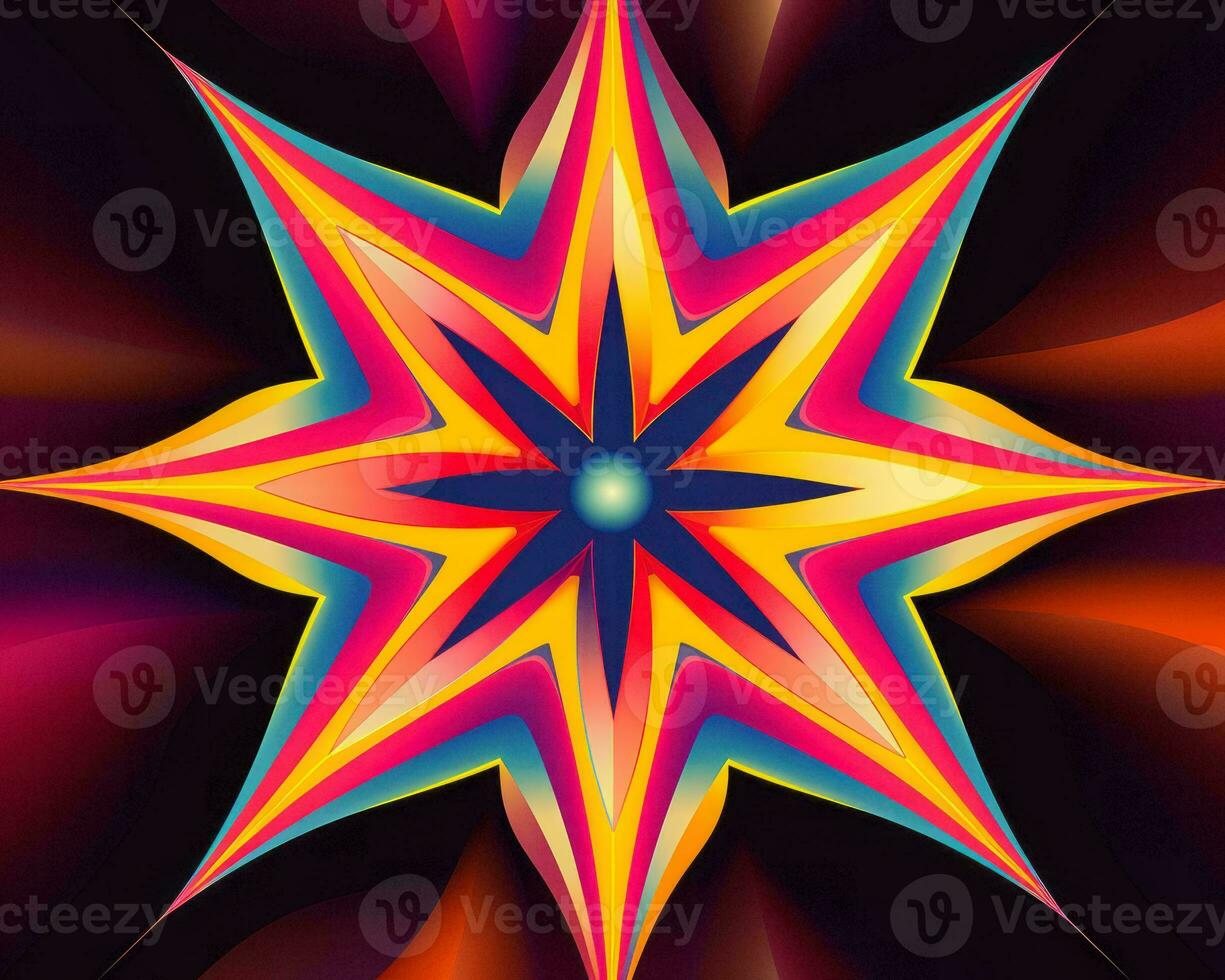 a colorful star is shown on a black background generative ai photo
