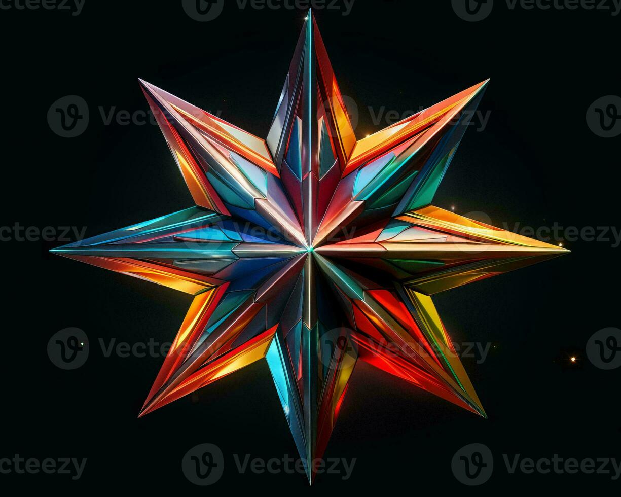 a colorful star made out of paper on a black background generative ai photo
