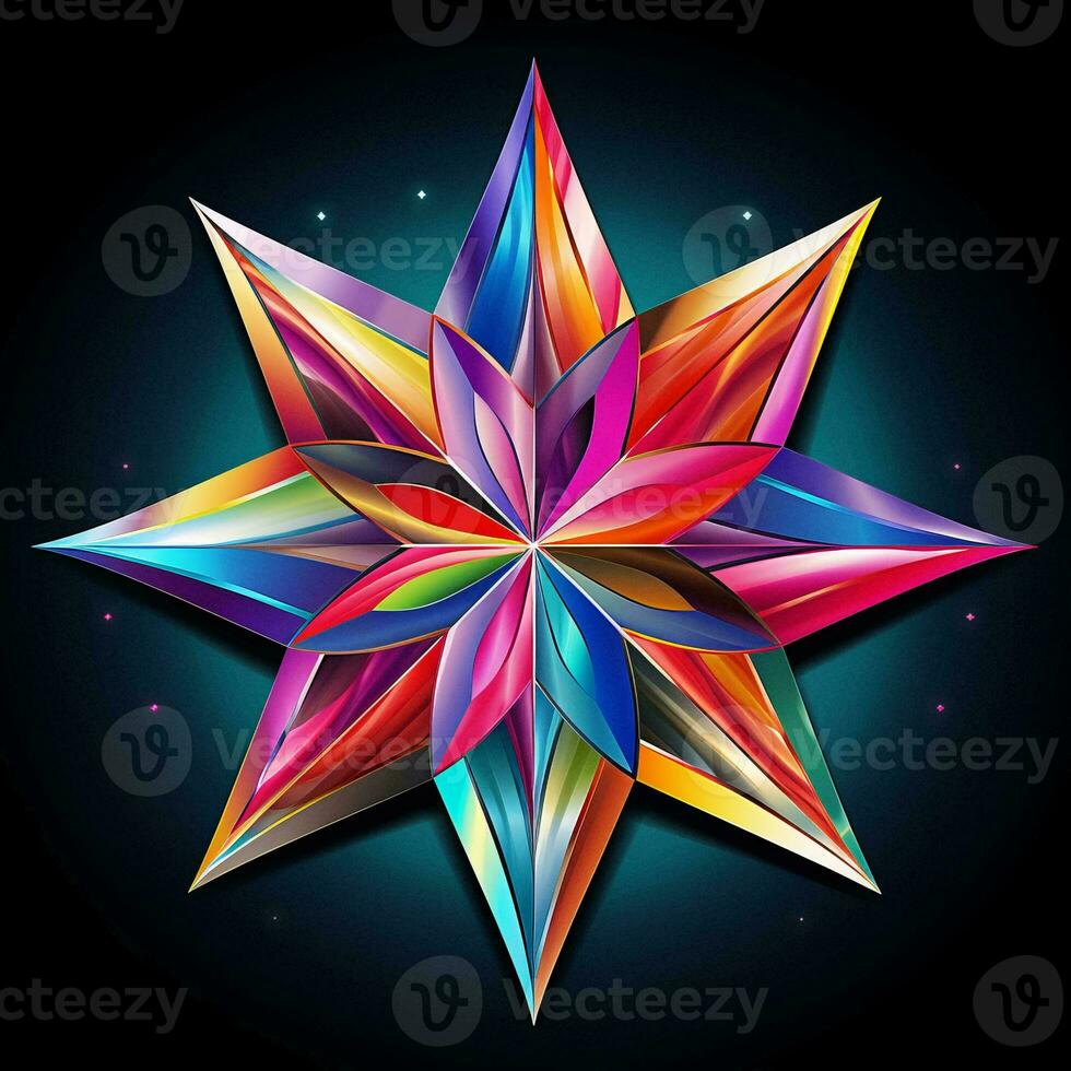 a colorful star made out of paper on a black background generative ai photo