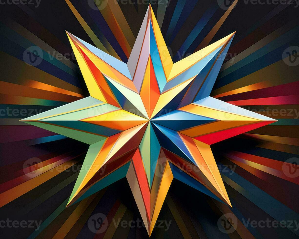 a colorful star made out of paper on a black background generative ai photo
