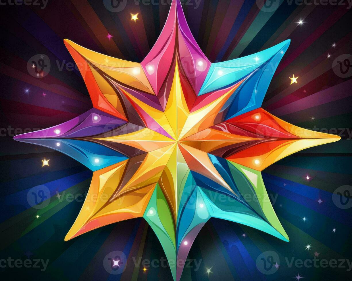 a colorful star on a black background generative ai photo