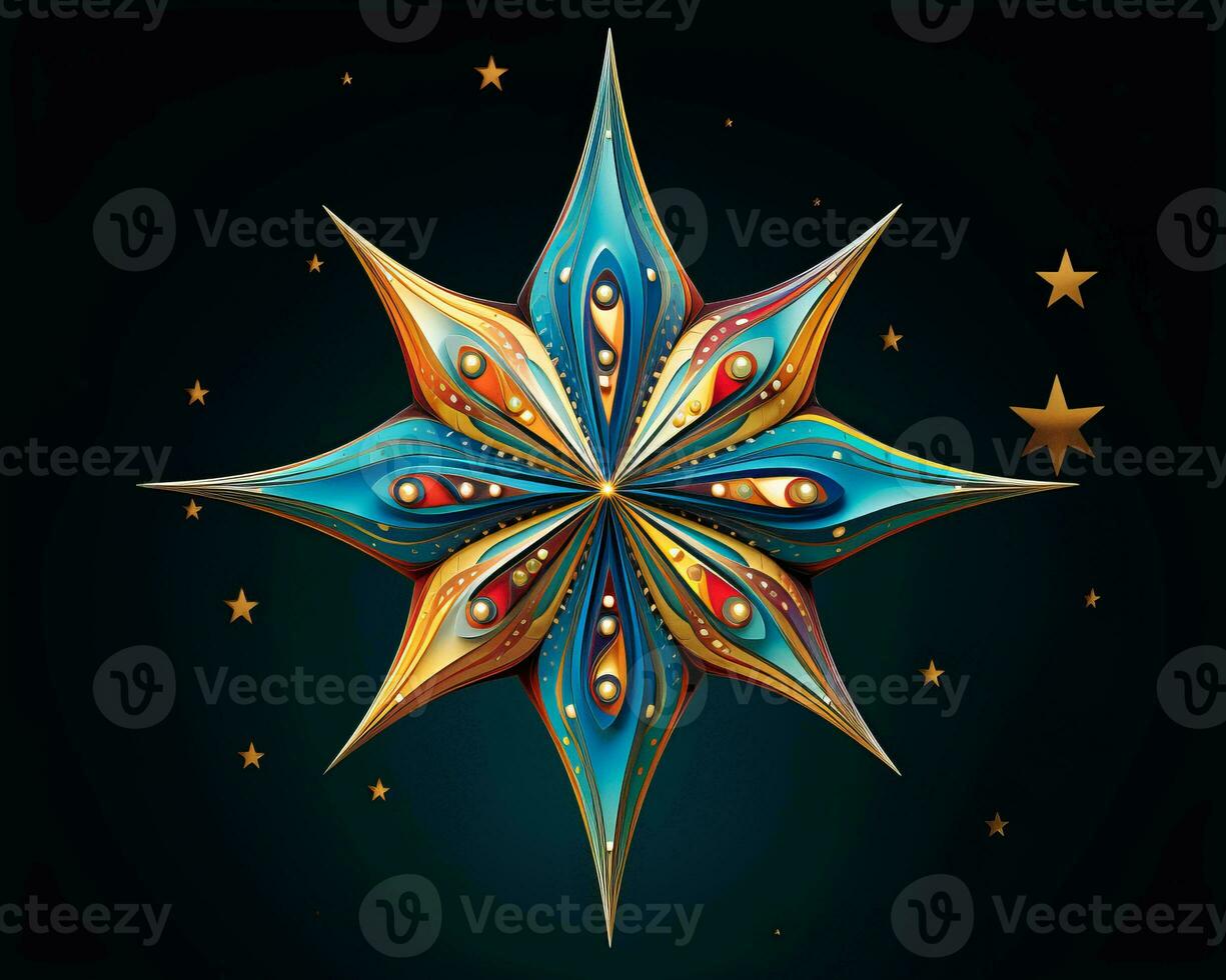 a colorful star on a black background generative ai photo