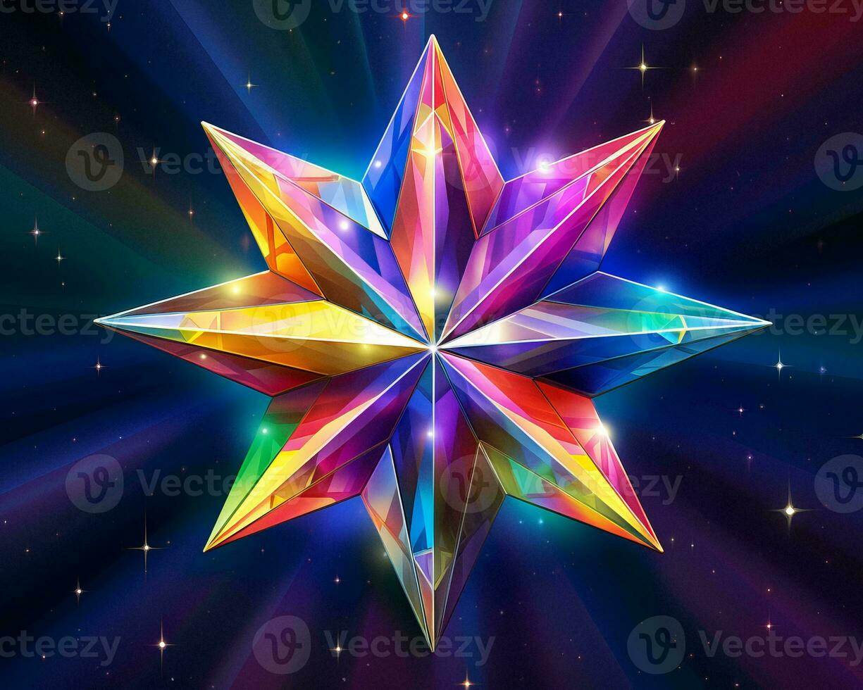 a colorful star on a black background with stars in the background generative ai photo