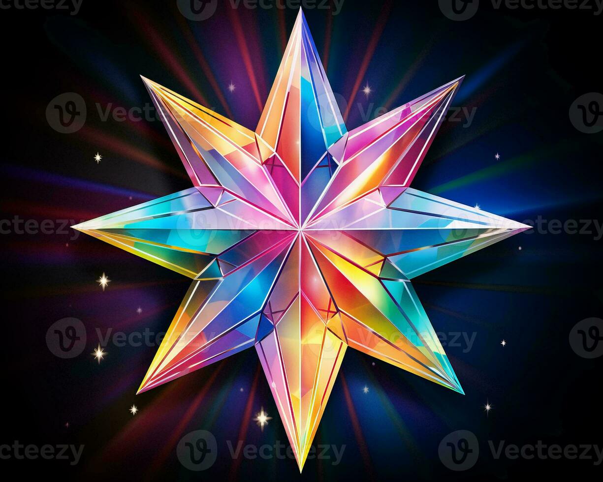 a colorful star on a black background generative ai photo