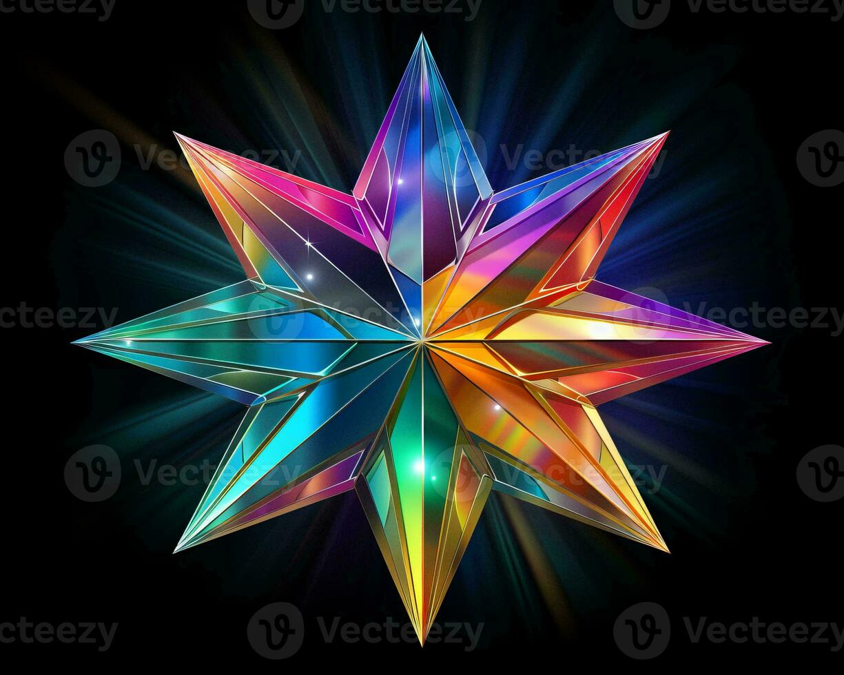 a colorful star on a black background generative ai photo