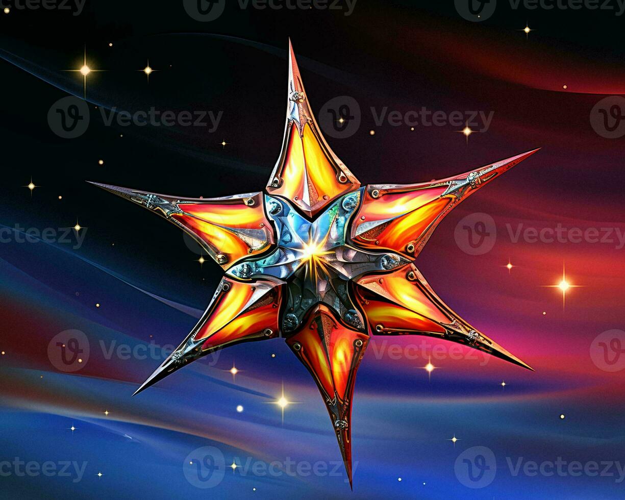 a colorful star on a dark background with stars in the background generative ai photo