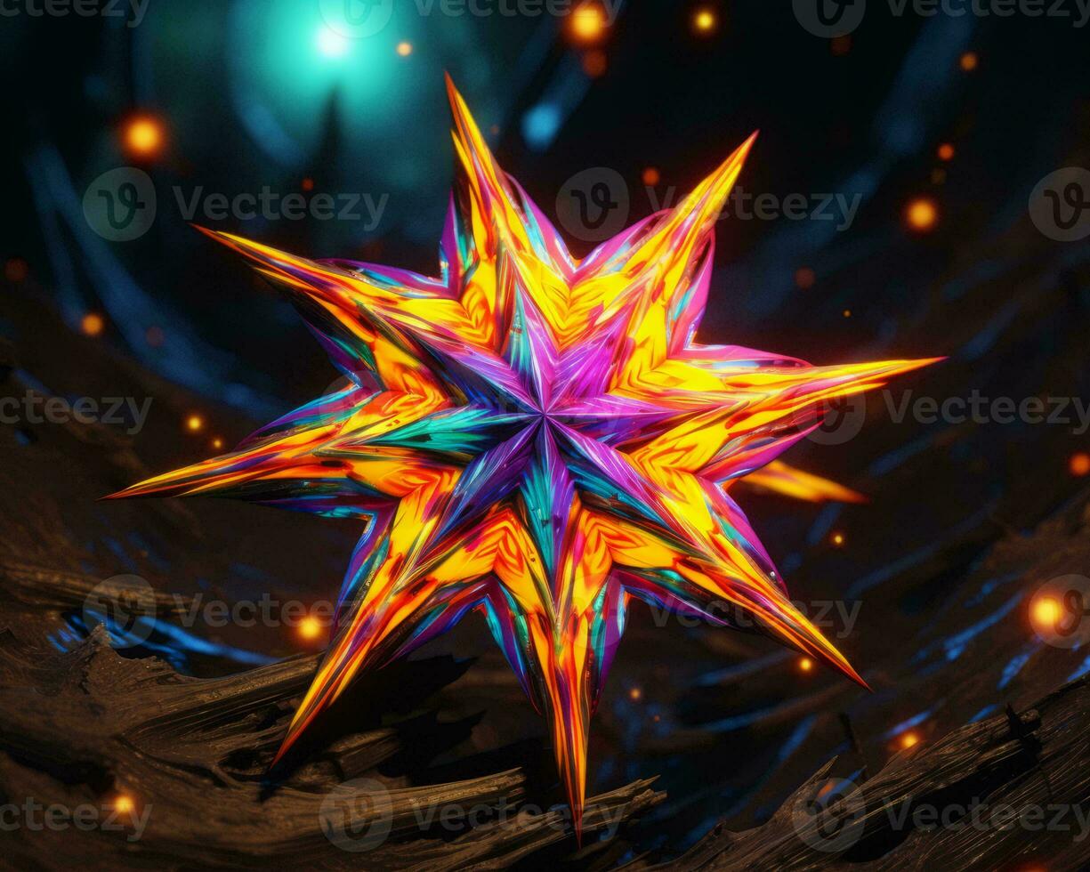 a colorful star on a dark background generative ai photo