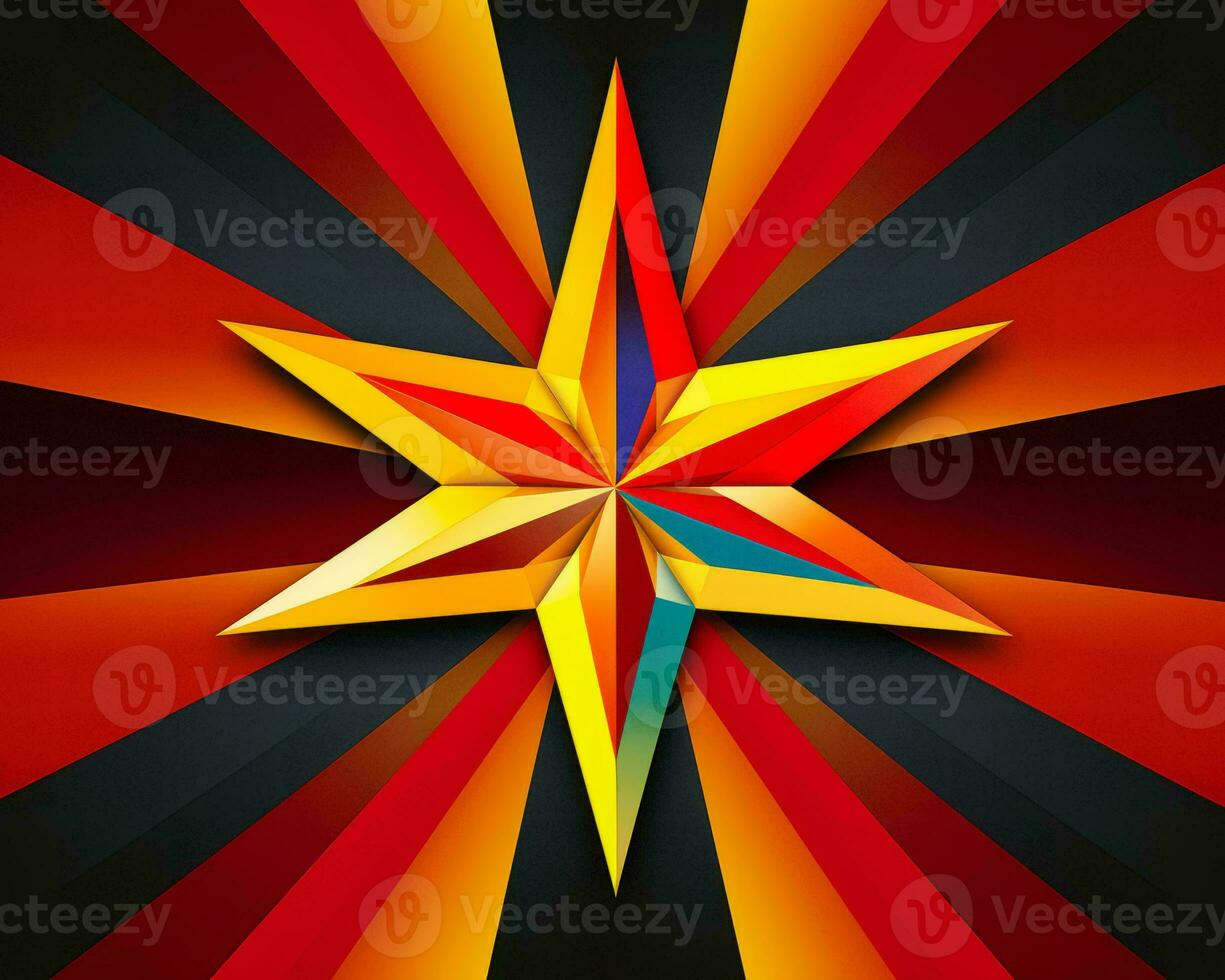 a colorful star on a red yellow and orange background generative ai photo