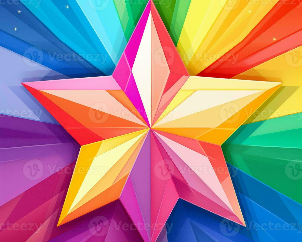 a colorful star on a rainbow background generative ai photo