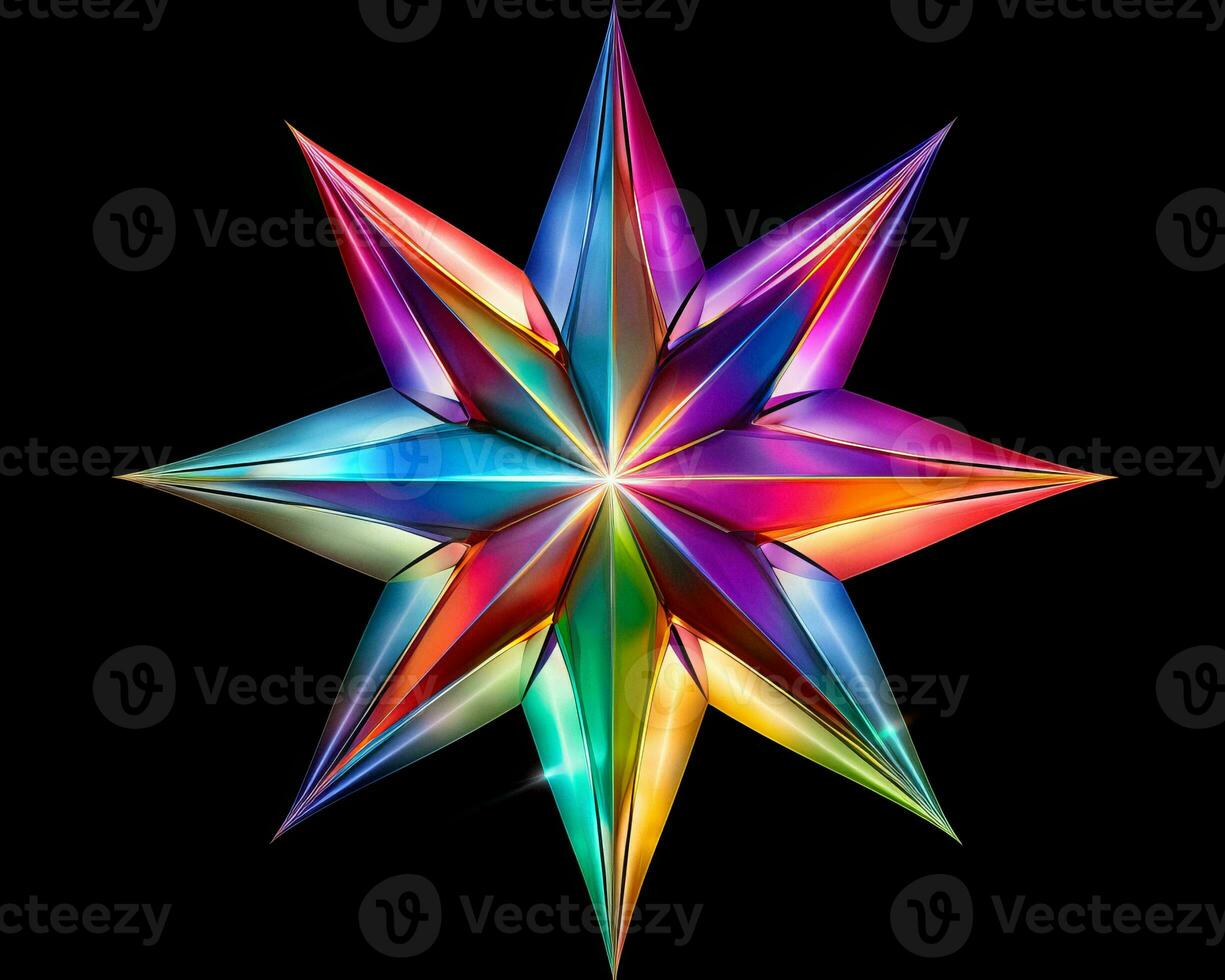a colorful star shaped object on a black background generative ai photo