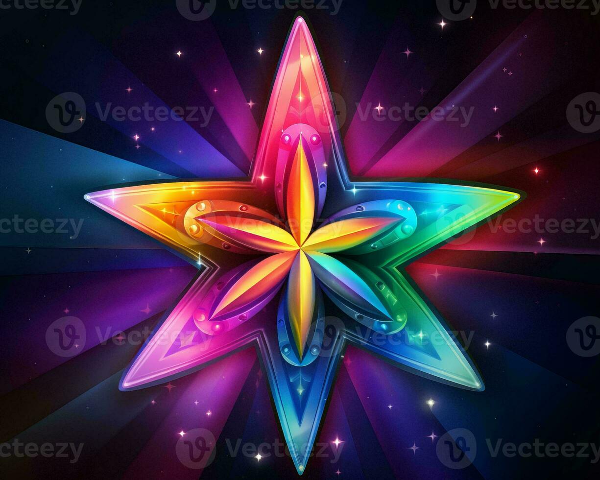 a colorful star with a star in the center on a dark background generative ai photo