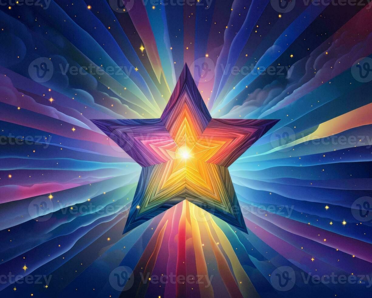 a colorful star with rays coming out of it generative ai photo