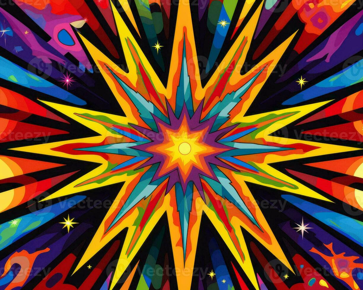 a colorful starburst design on a black background generative ai photo