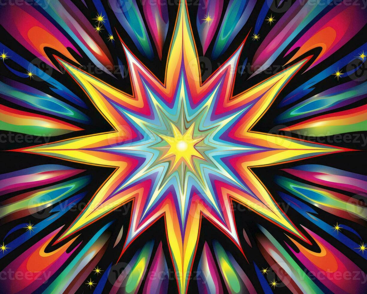 a colorful starburst design on a black background generative ai photo