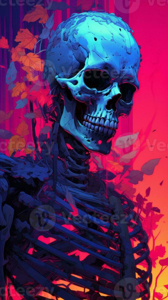 a digital painting of a skeleton with a skull generative ai photo