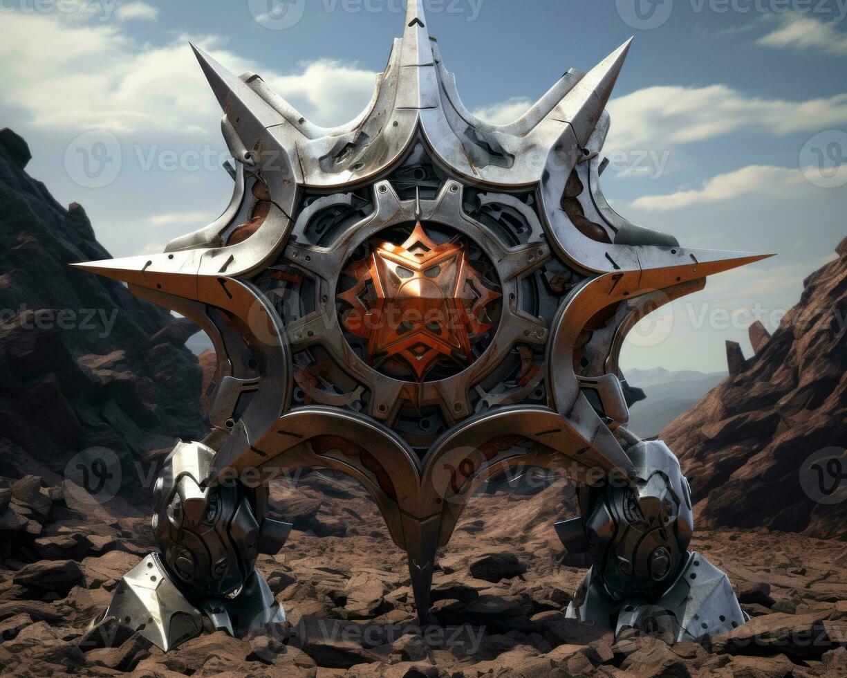 a futuristic robot in the middle of a desert generative ai photo