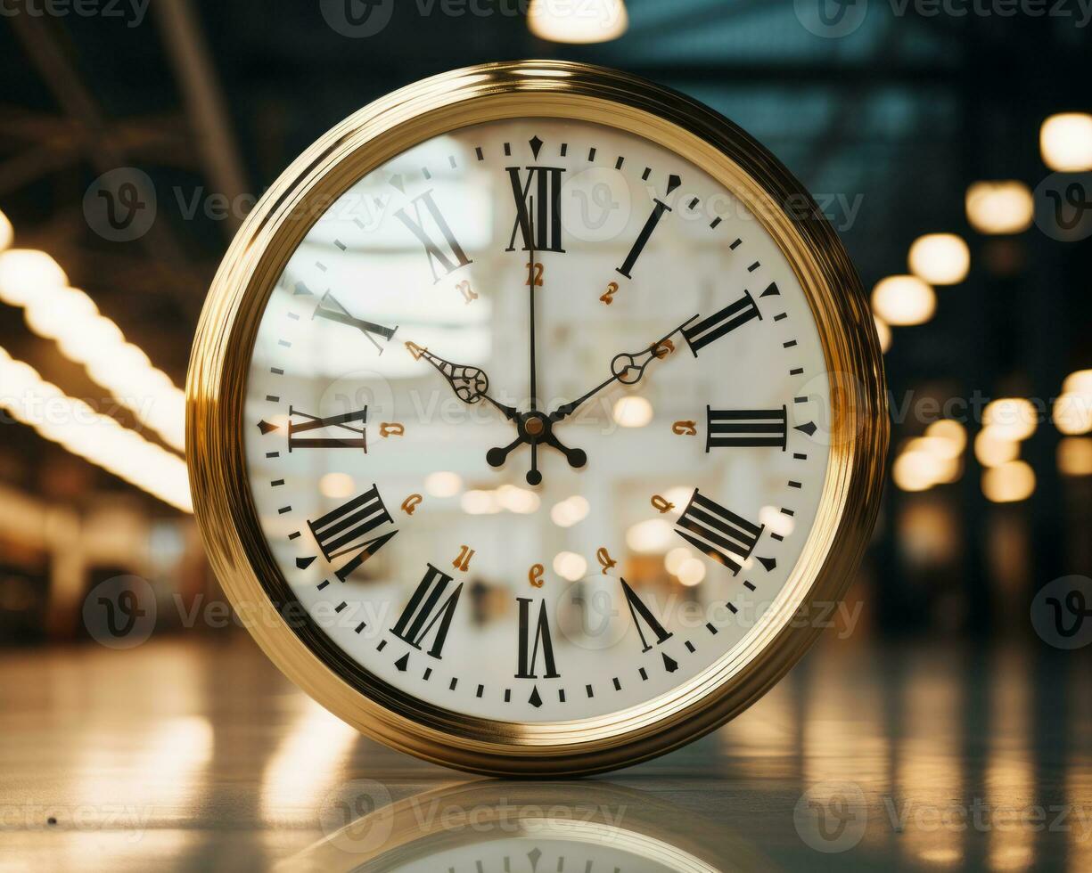 a gold clock with roman numerals on it generative ai photo