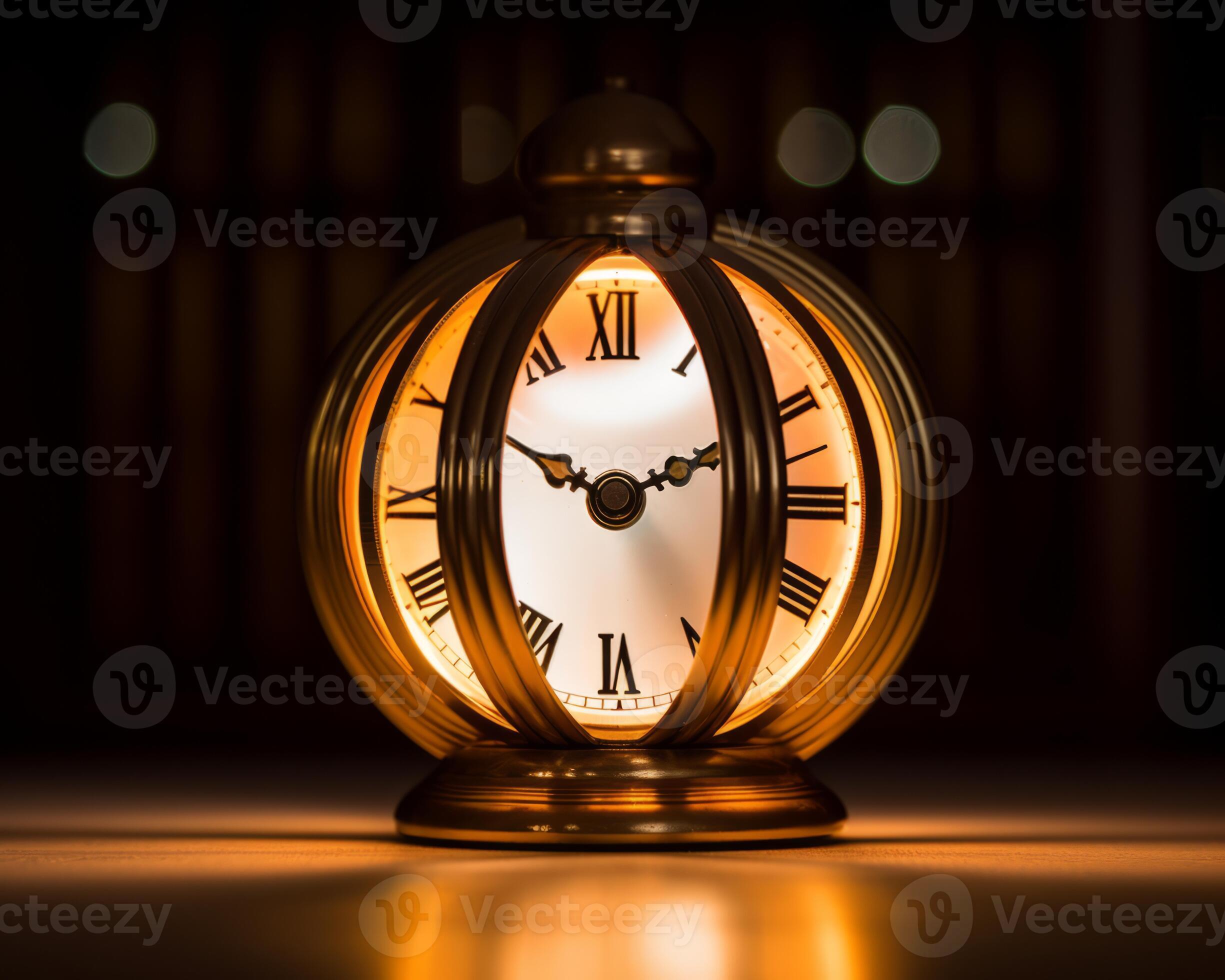 a golden alarm clock with roman numerals on it generative ai 28374525