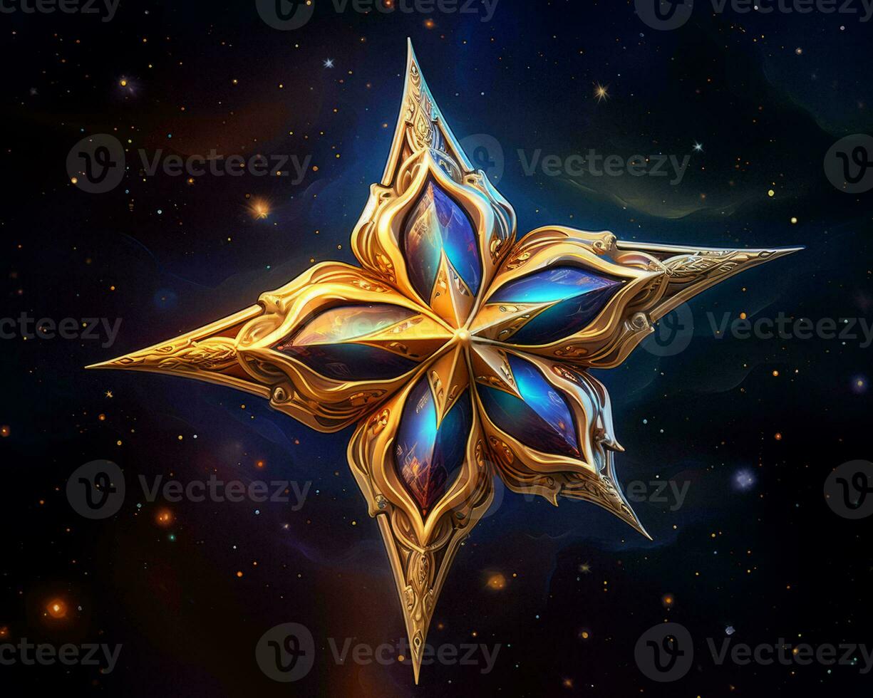 a golden star in the middle of a space background generative ai photo