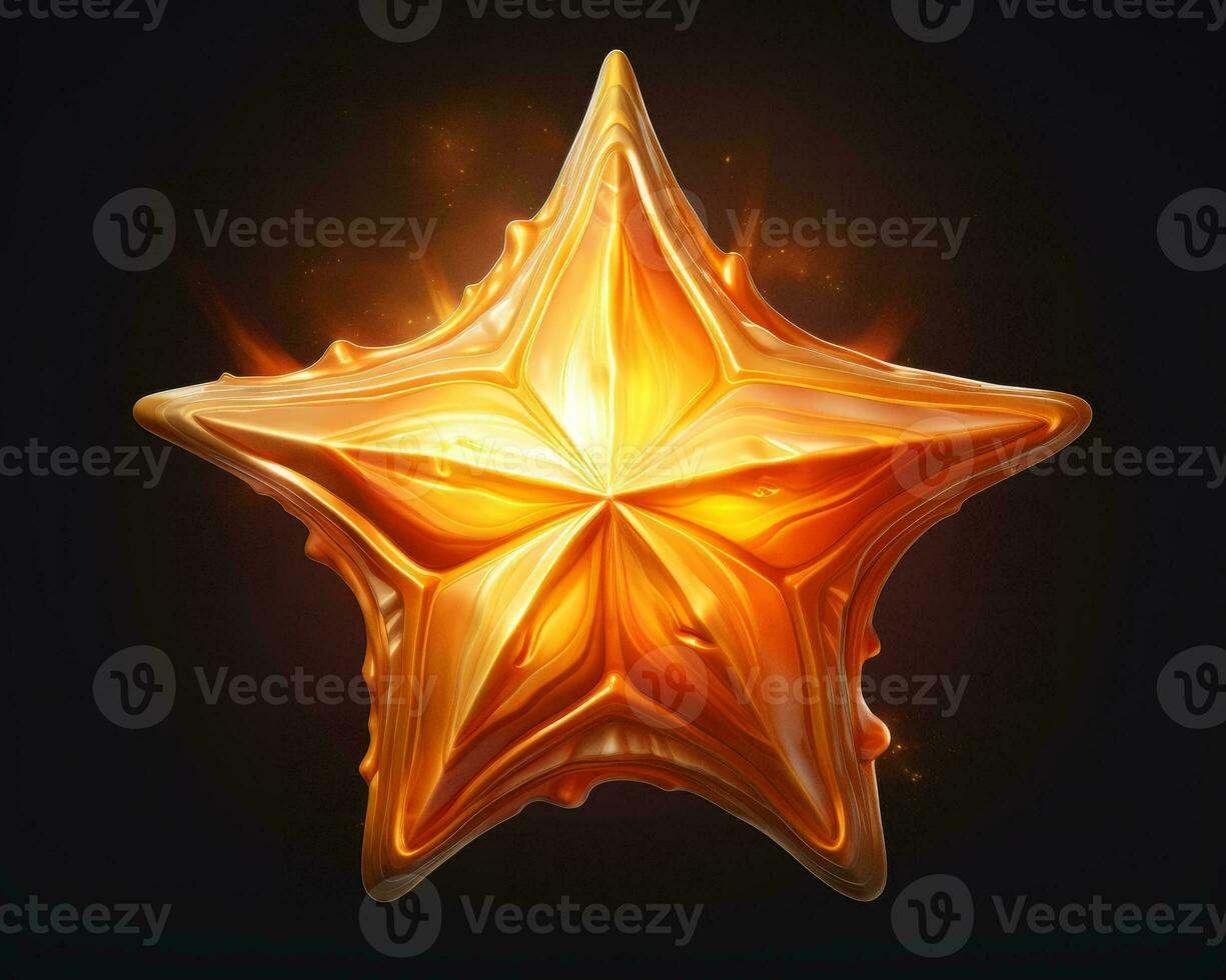 a golden star on a black background generative ai photo
