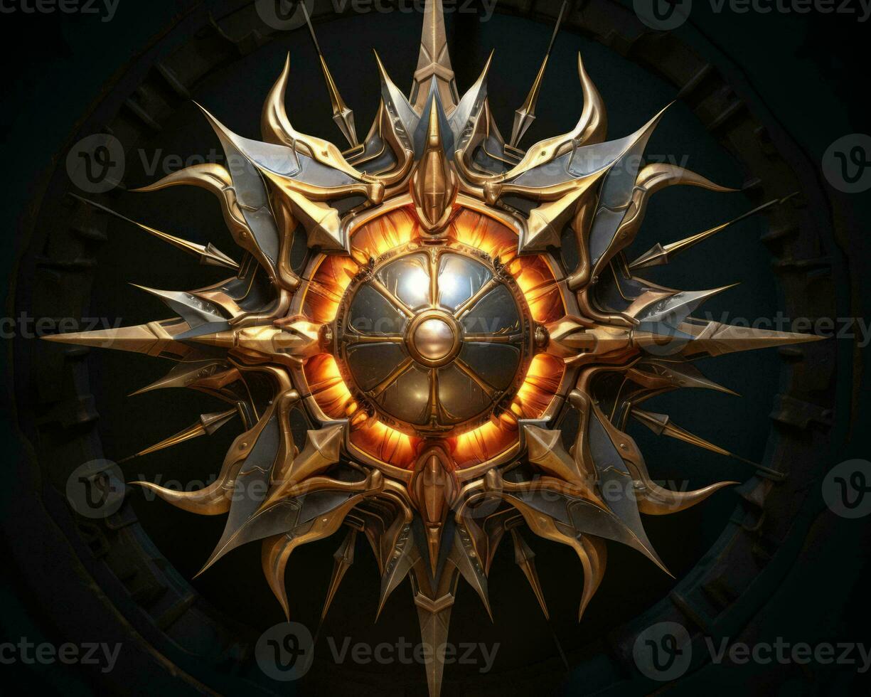 a golden star on a black background generative ai photo