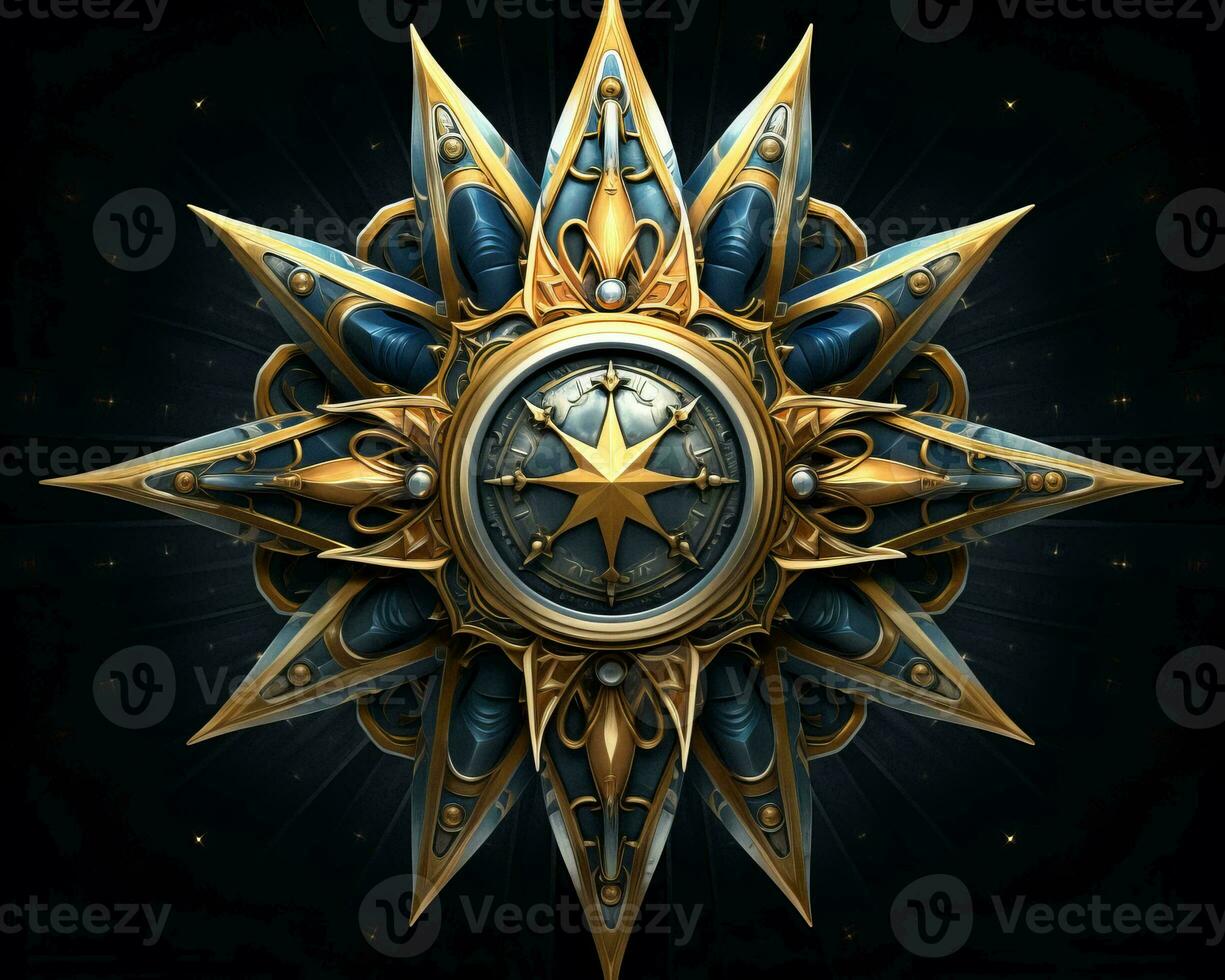 a golden star on a black background generative ai photo