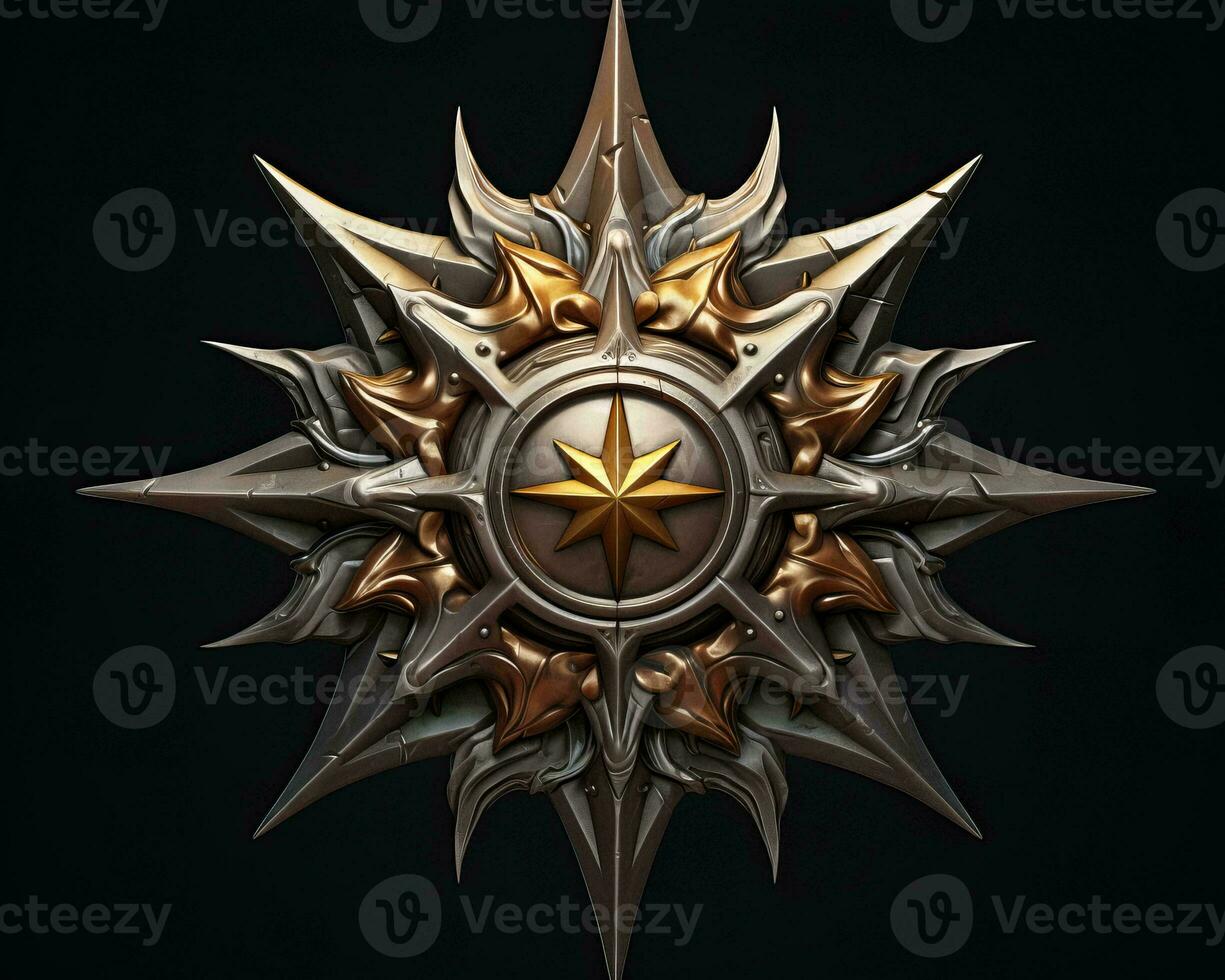 a golden star on a black background generative ai photo