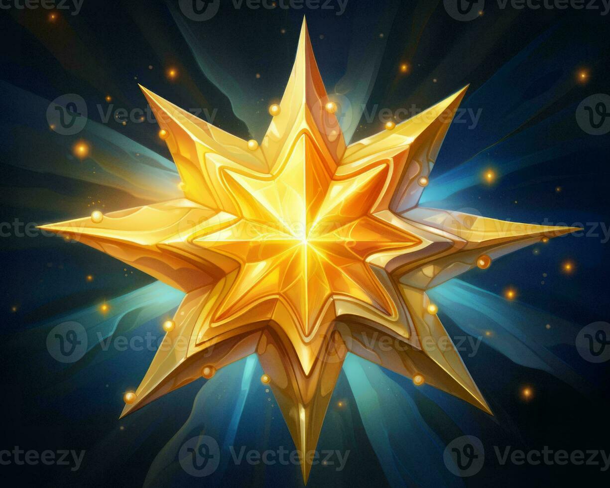a golden star on a dark background generative ai photo