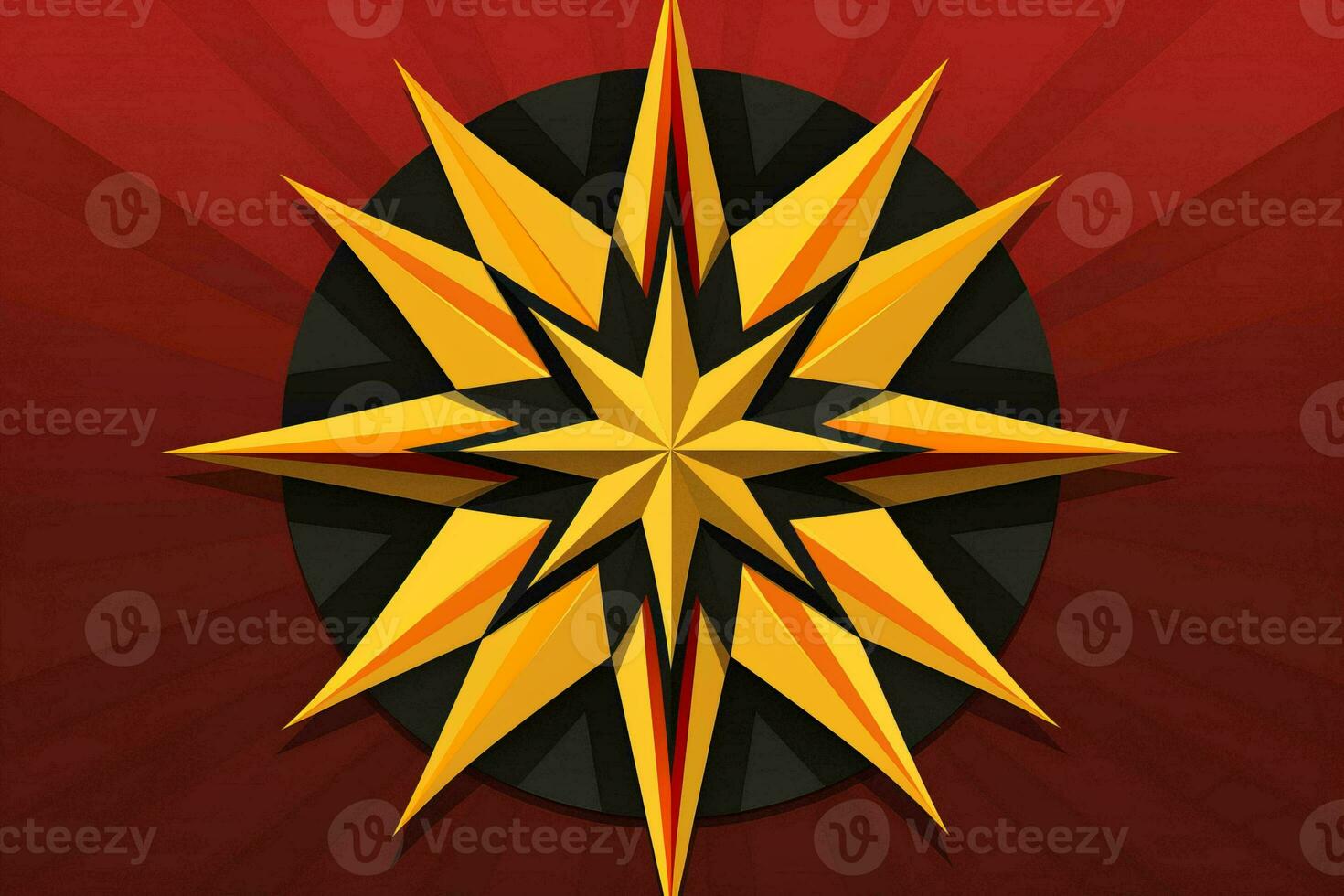 a golden star on a red background generative ai photo