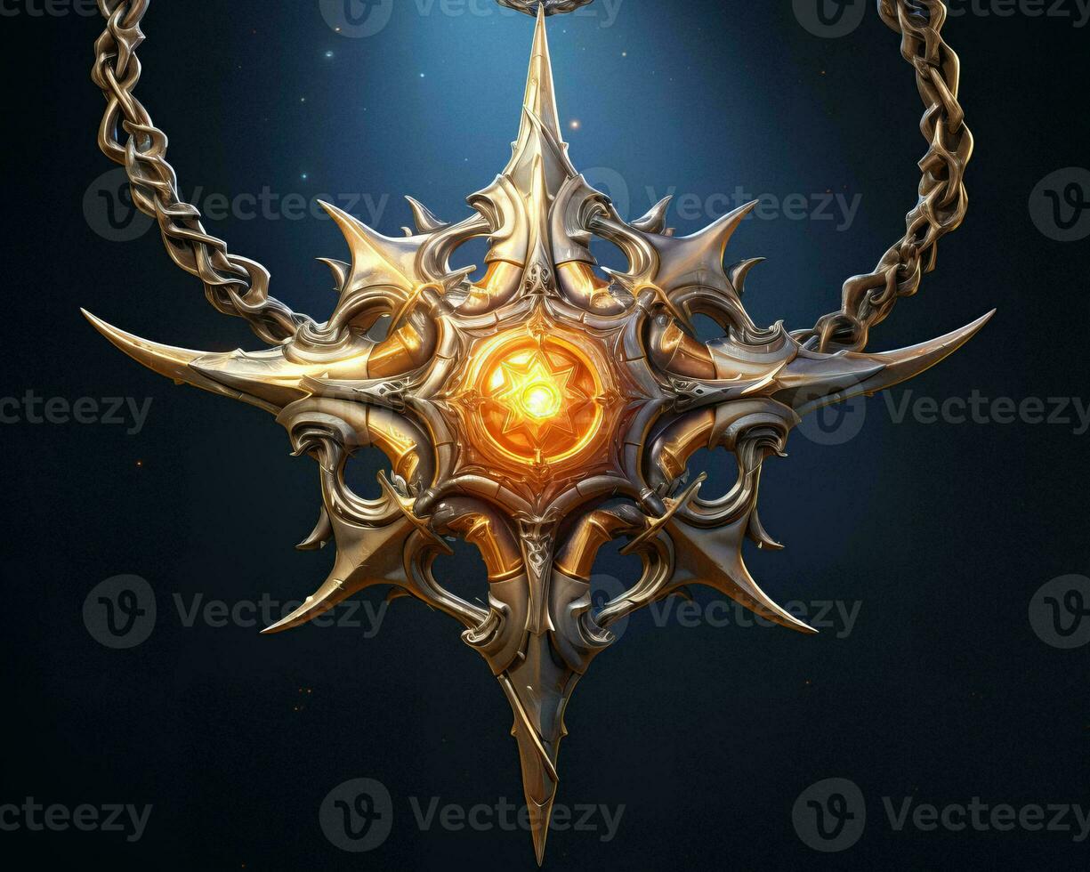 a golden star pendant on a chain generative ai photo