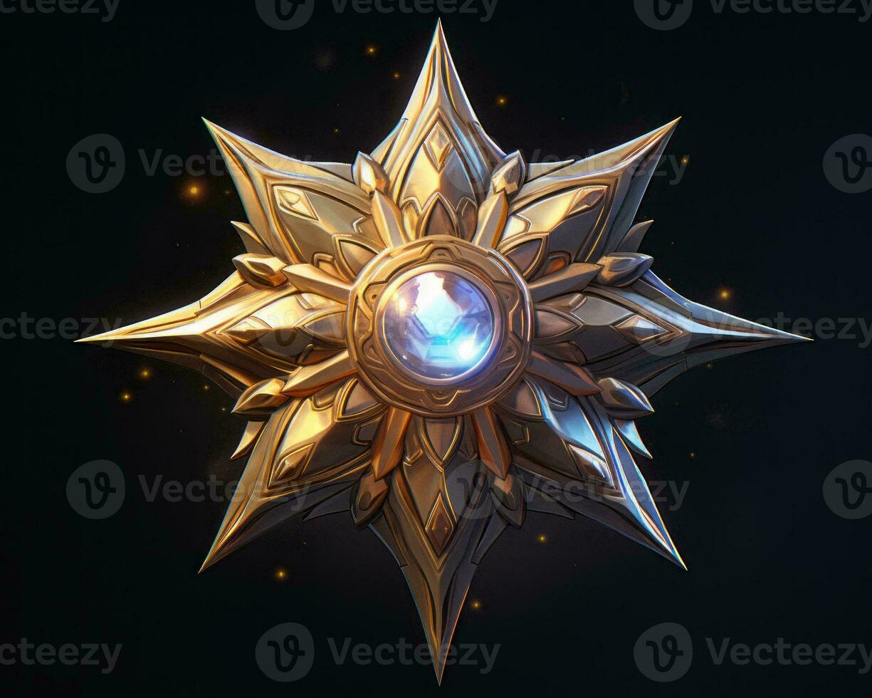 a golden star with a diamond in the center generative ai photo