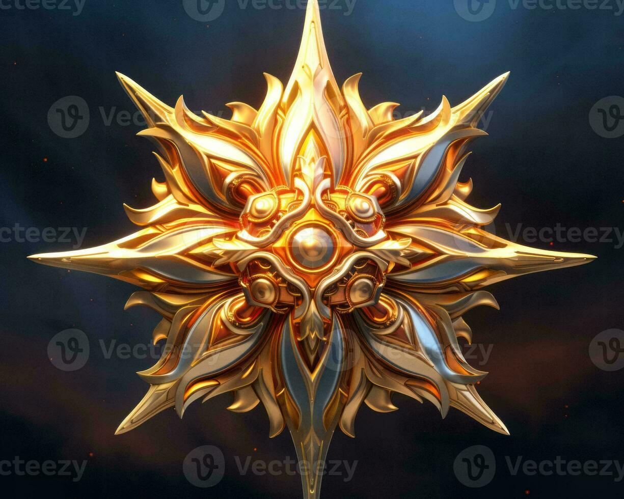a golden star with an intricate design on it generative ai photo