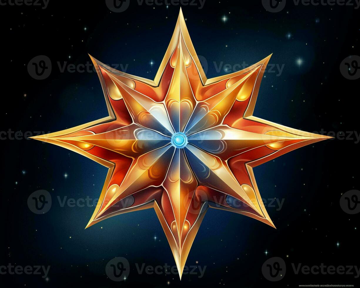 a golden star with an intricate design on it generative ai photo