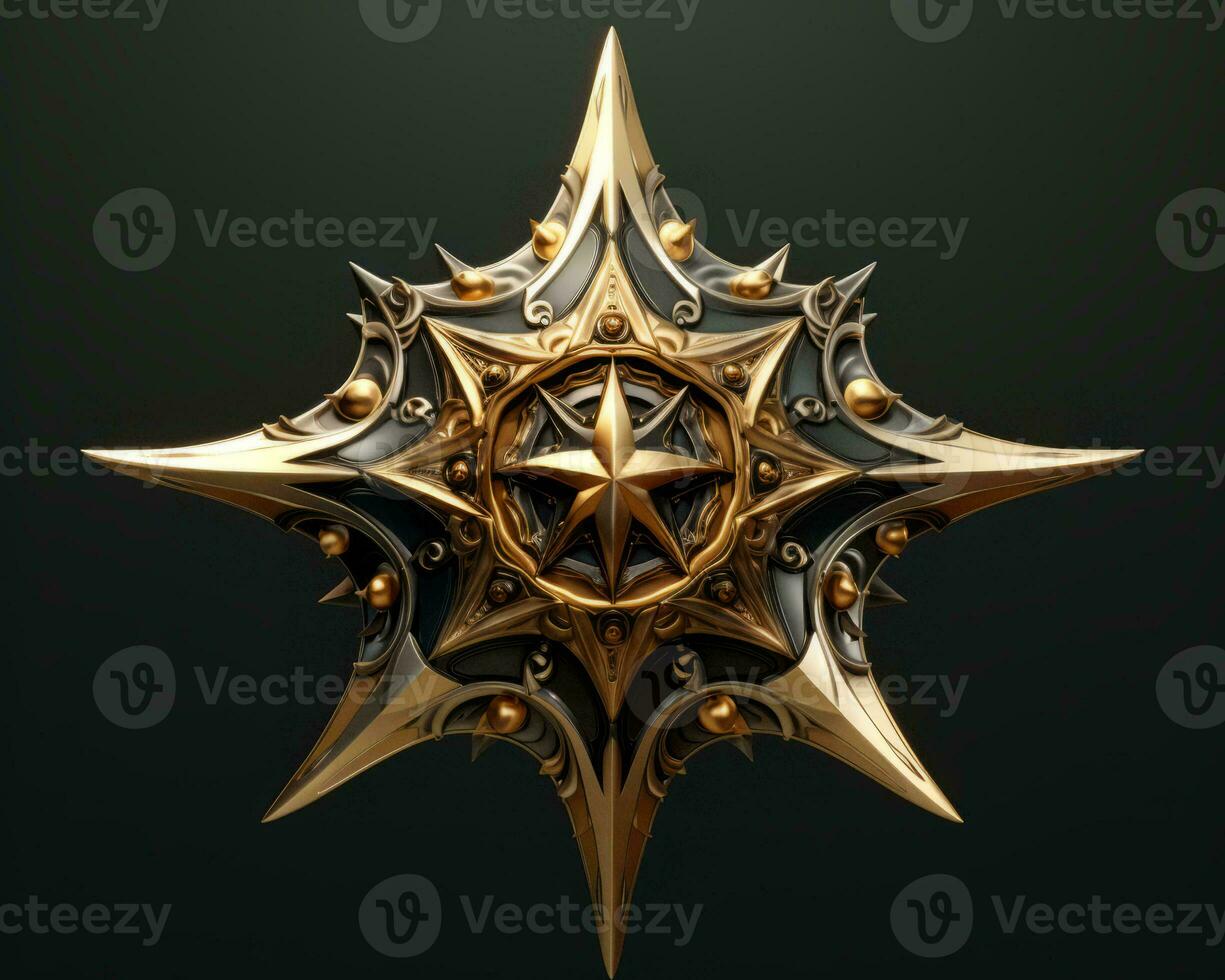 a golden star with an intricate design on it generative ai photo
