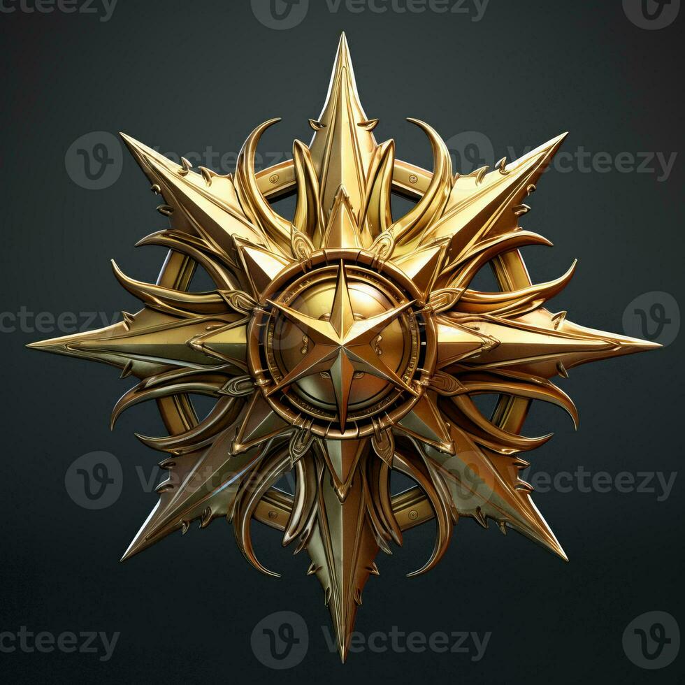 a golden star with an intricate design on it generative ai photo