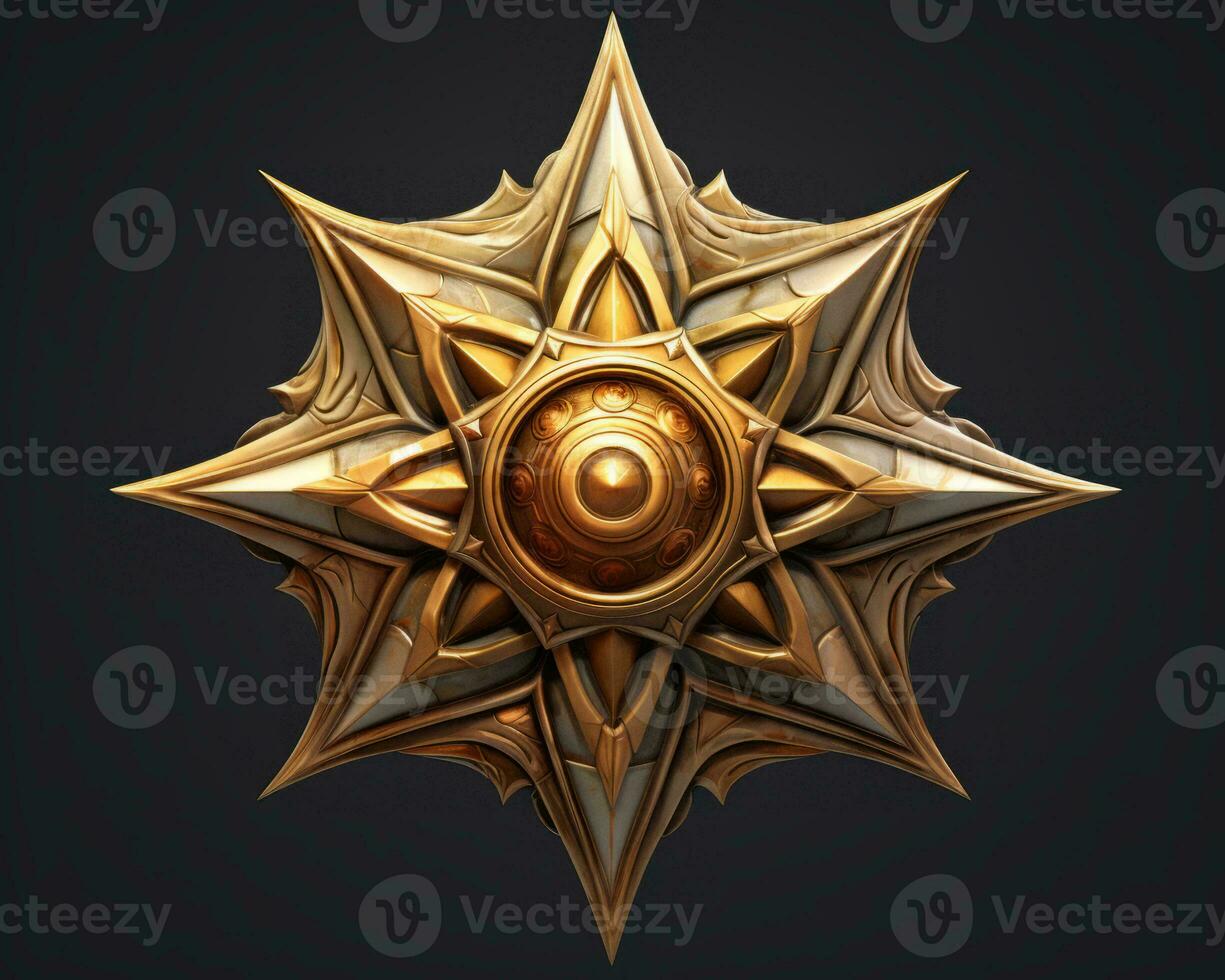 a golden star with an intricate design on it generative ai photo