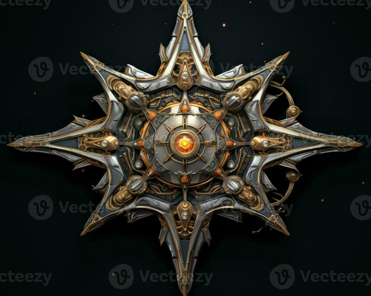 a golden star with an intricate design on it generative ai photo