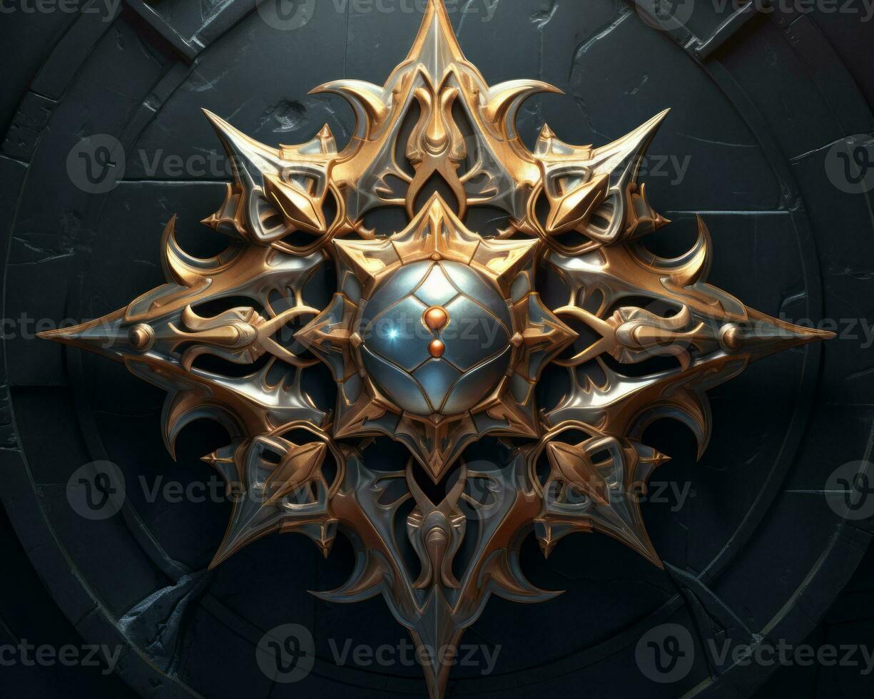 a golden star with an intricate design on it generative ai photo