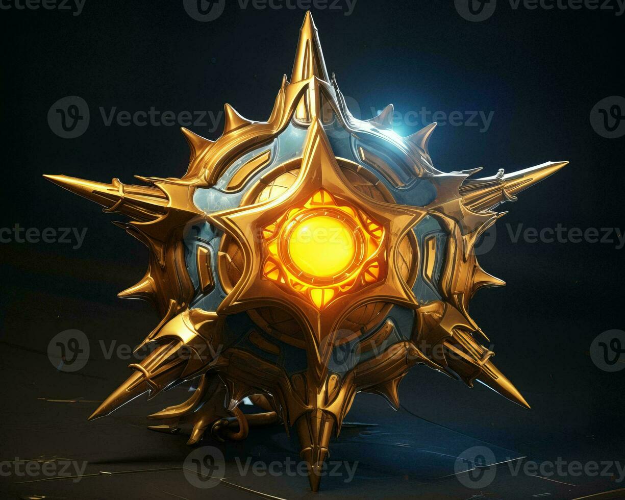 a golden star with an orange glow on it generative ai photo