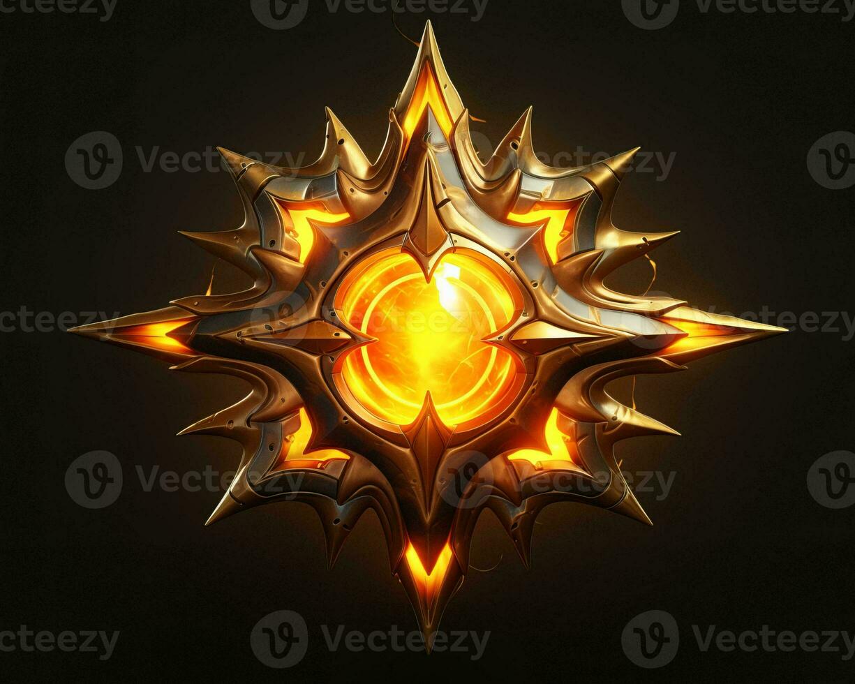 a golden star with flames on it generative ai photo