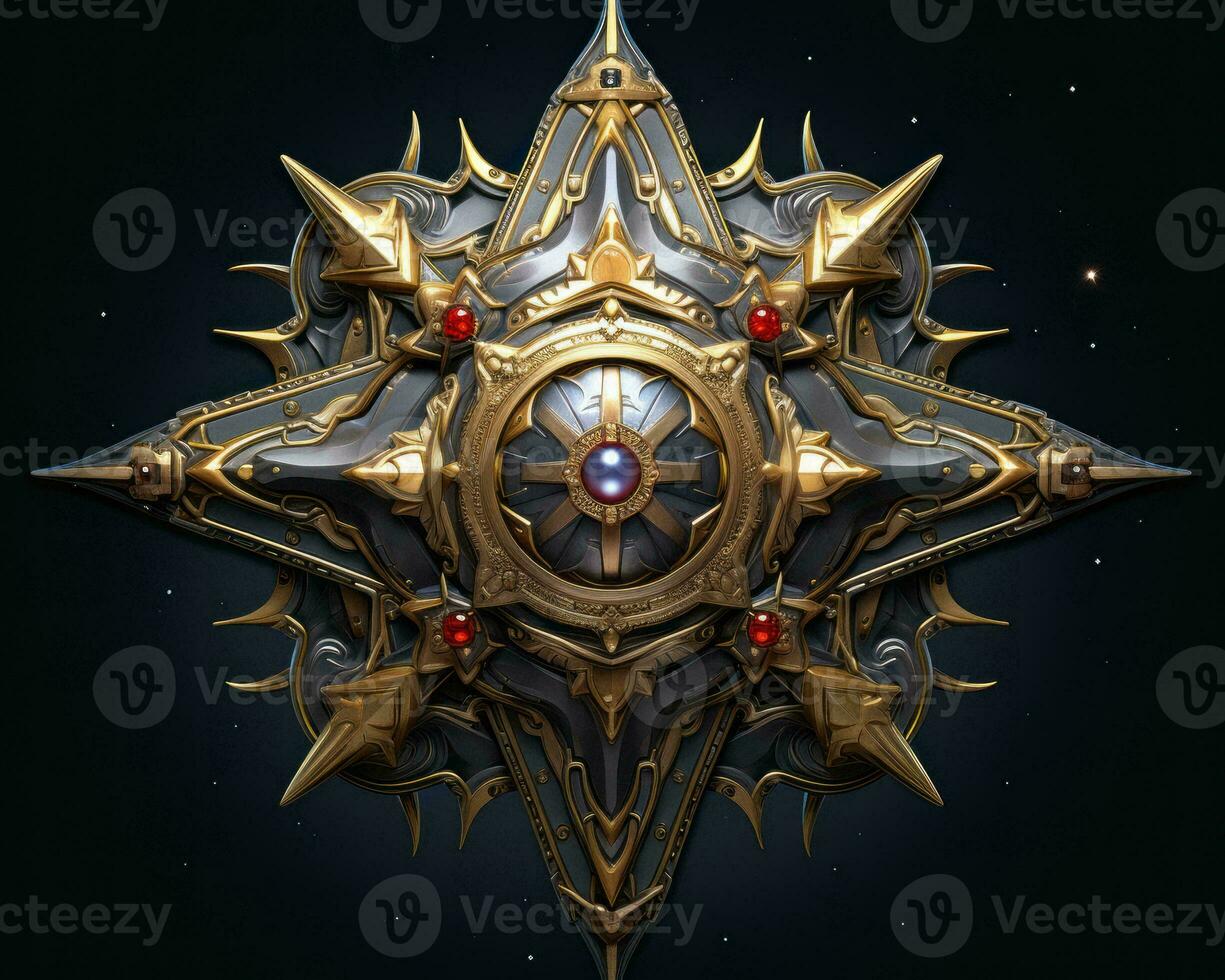 a golden star with many spikes on it generative ai photo