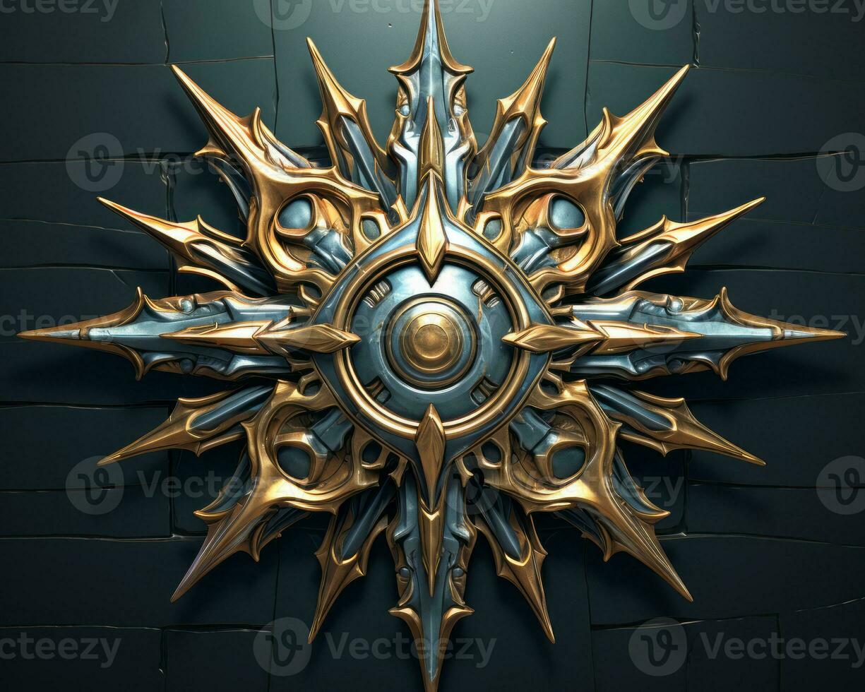 a golden star with many spikes on it generative ai photo