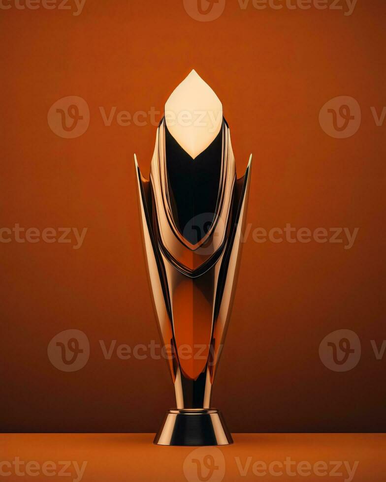 a golden trophy on an orange background generative ai photo
