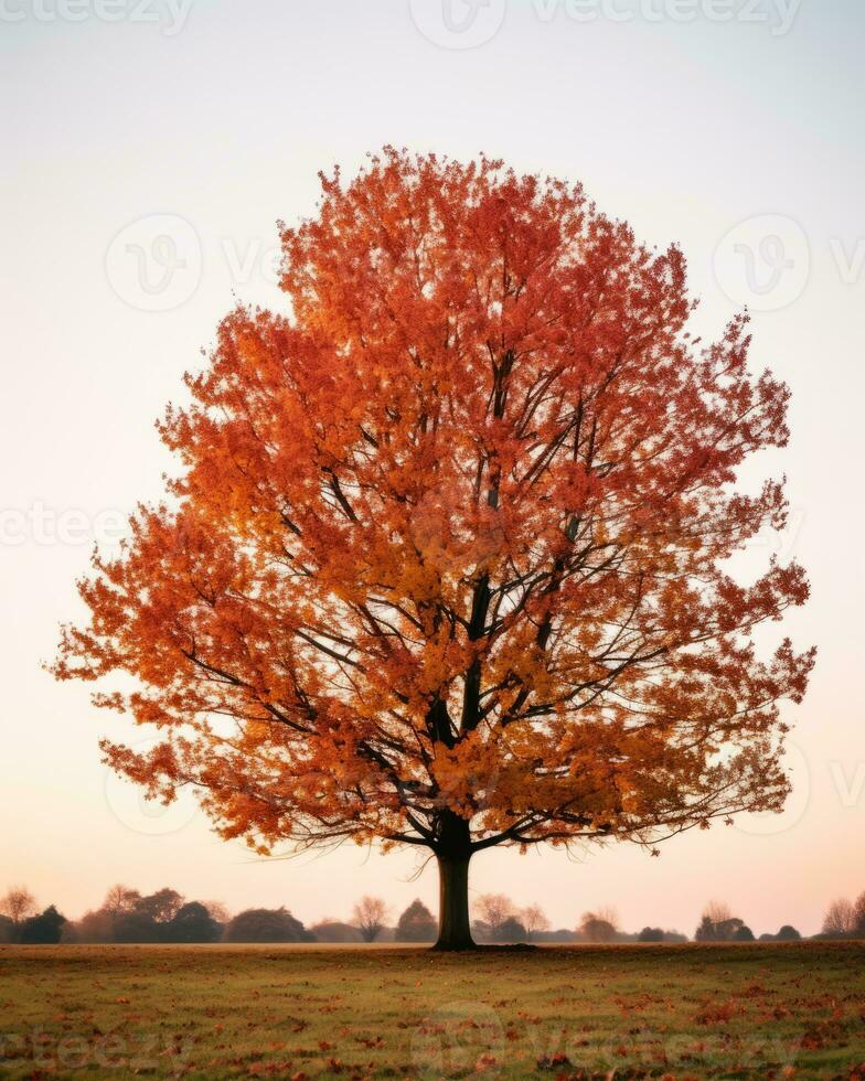 a lone tree in the middle of an open field generative ai photo