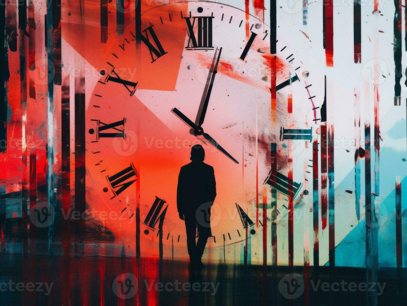 a man is standing in front of a large clock generative ai photo
