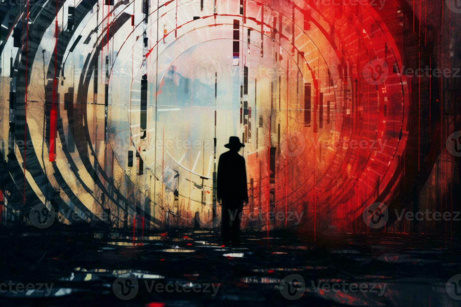 a man standing in front of an abstract tunnel generative ai photo