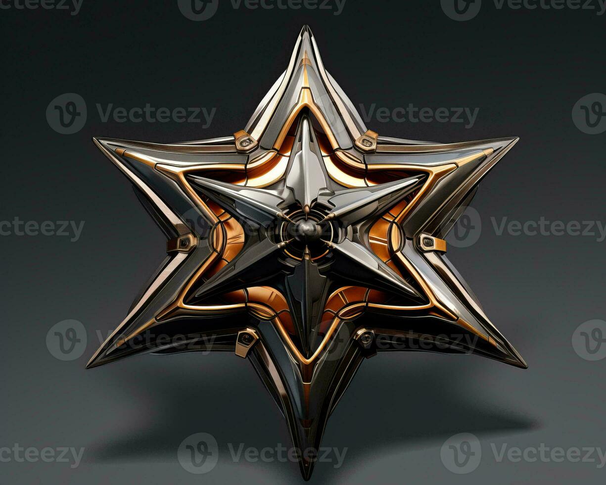 a metallic star shaped object on a black background generative ai photo