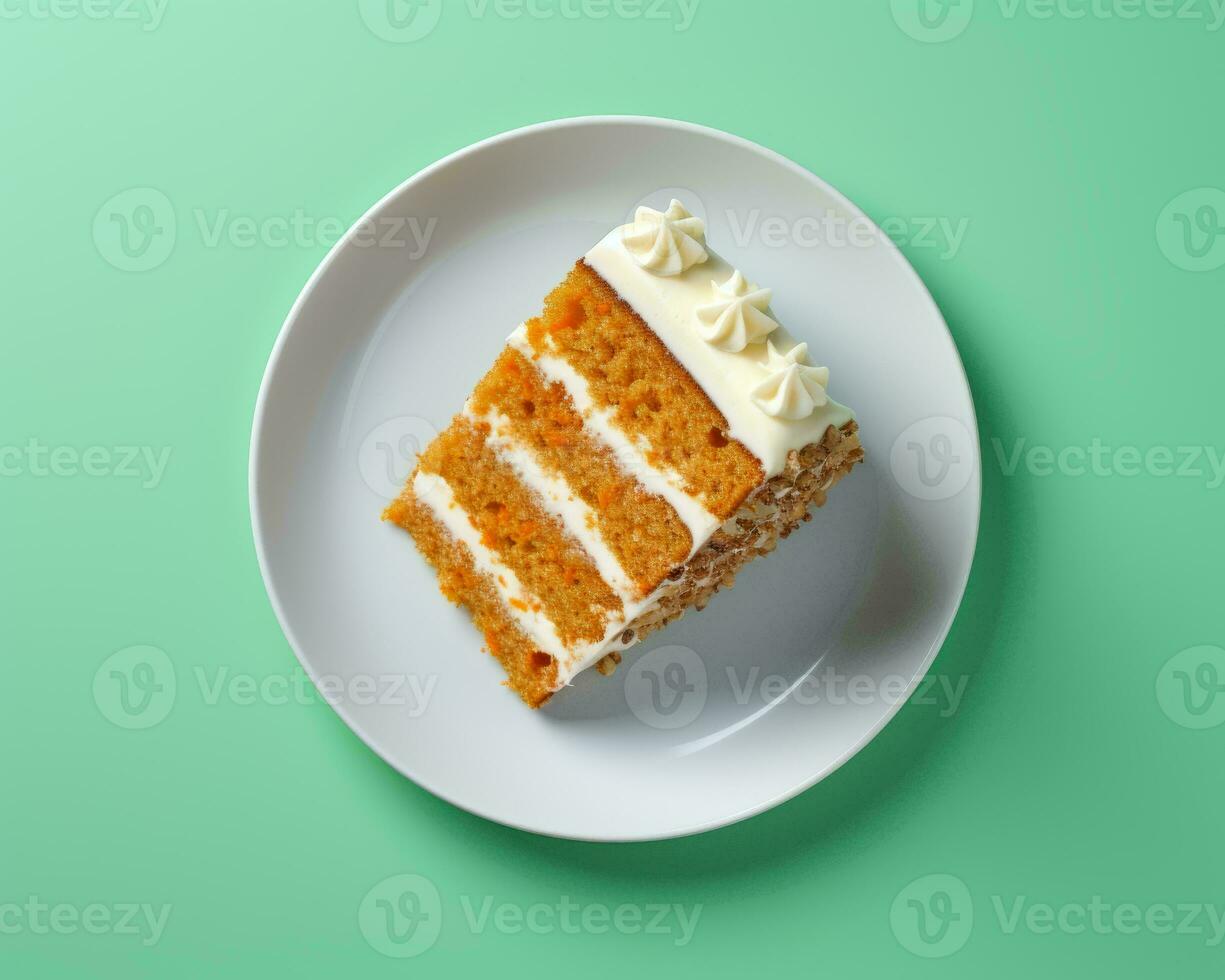a piece of carrot cake on a white plate generative ai photo