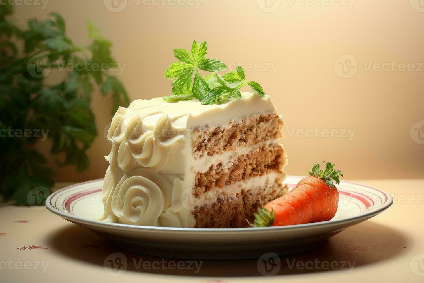 a piece of carrot cake on a plate generative ai photo