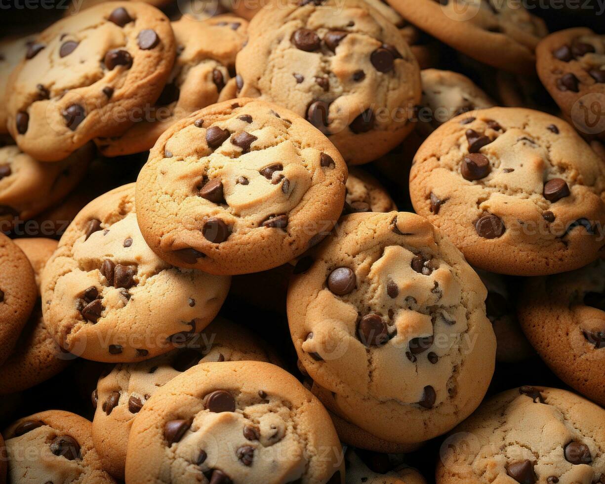 a pile of chocolate chip cookies generative ai photo